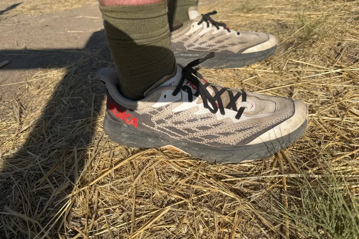 The Hoka Speedgoat’s side profile after a year and a half of trail miles
