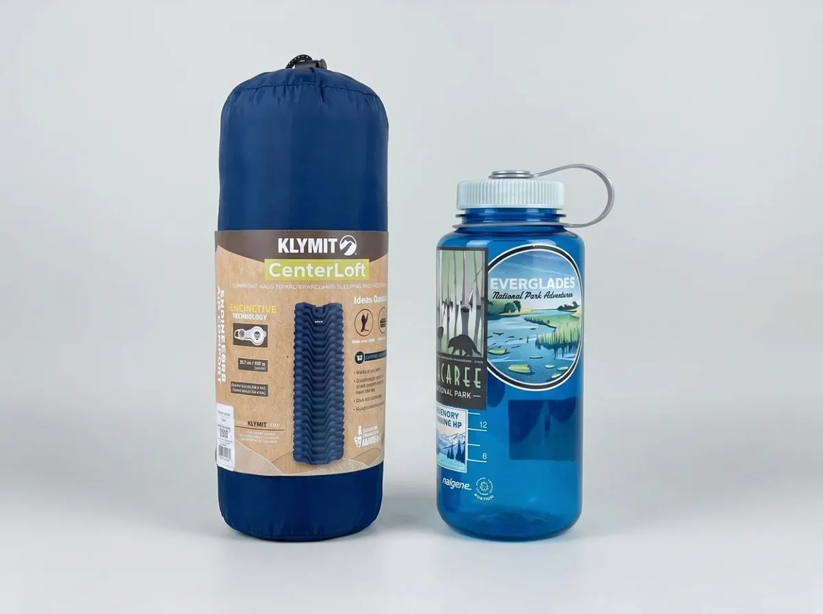The Klymit packed down next to my Nalgene for size