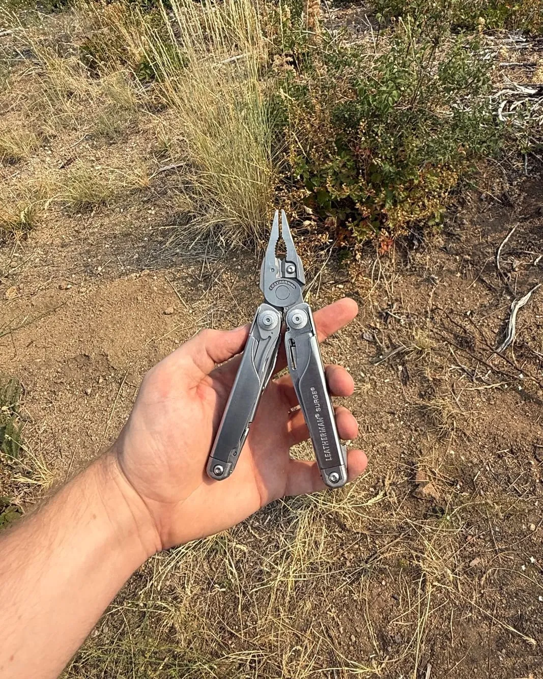 Holding the Leatherman Surge on the trail