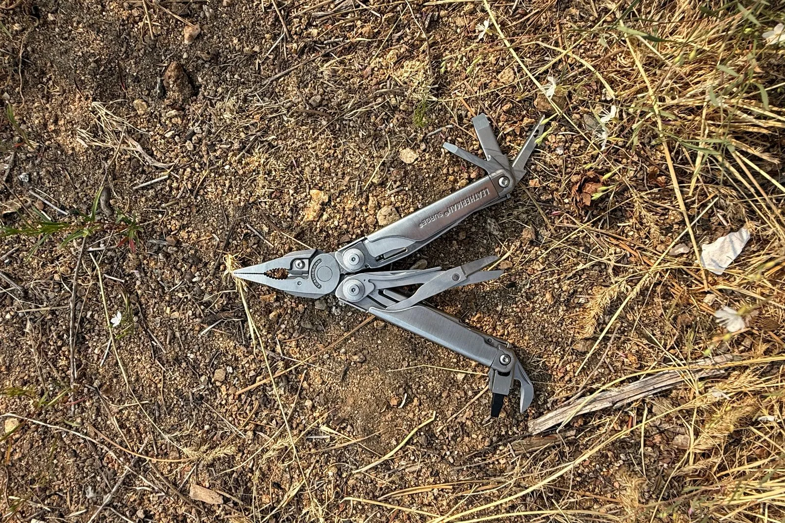 My Leatherman Surge opened up with all its tools fanned out